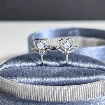 DAIIIBABYYY  -  One Piece Design Heart-shaped Love Wings Faux Fairy Wand Shape Earrings Women's New Trend Party Accessories Holiday Jewelry Gift